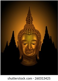 Buddha with temple background