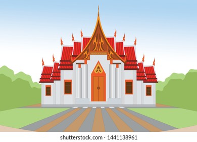 buddha temple draw in vector type E