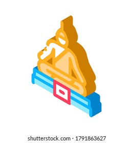 Buddha Thai Religion Statue Icon Vector. Isometric Buddha Religious Sculpture, Spirituality Monument sign. color isolated symbol illustration
