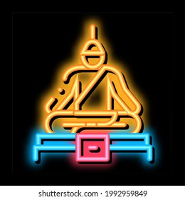 Buddha Thai Religion Statue neon light sign vector. Glowing bright icon Buddha Religious Sculpture, Spirituality Monument sign. transparent symbol illustration