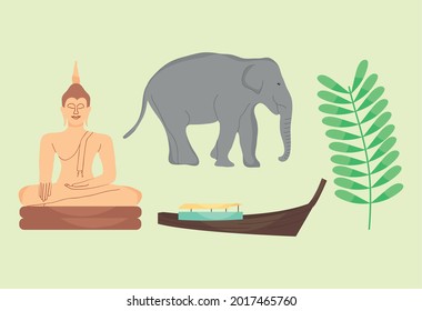 Buddha and thailand symbols set