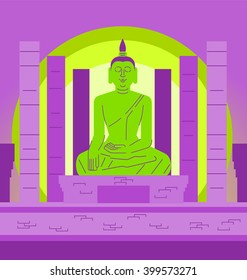 Buddha in Thailand, Vector illustration flat design