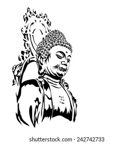 Buddha and the throne vector on white background.