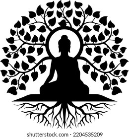 Buddha Tree Life Silhouette Vector Stock Vector (Royalty Free ...