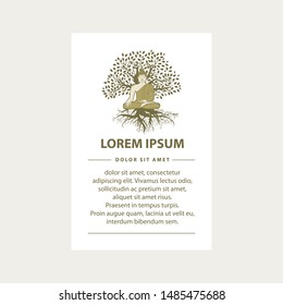 Buddha and tree of life, vector invitation template 