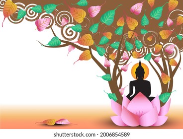 Buddha under the Bodhi Tree, meditating, Buddhist holy day, monks, Lotus