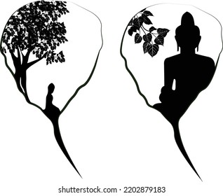 Buddha vector art black and white 