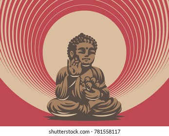 Buddha. Vector emblem.