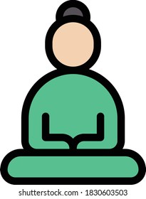 buddha vector flat color icon 