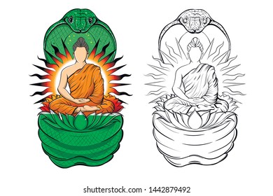 buddha vector graphics color picture snake religion