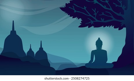 Buddha Vector illustration with background