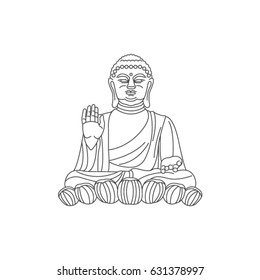 Buddha vector illustration. Linear icon Buddha
