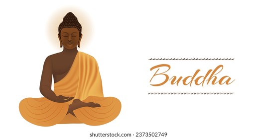 Buddha vector illustration on white isolated , Gautam Buddha meditating, vector illustration for Vesak day or happy Buddha Purnima