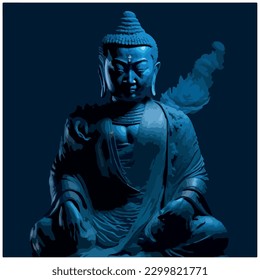 buddha vector image illustration with blue background