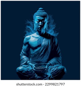 buddha vector image illustration with blue background