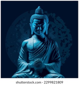 buddha vector image illustration with blue background