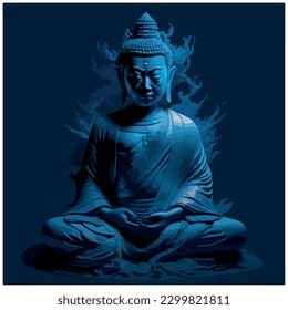 buddha vector image illustration with blue background