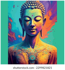 buddha vector image illustration with colors