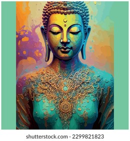 ilustración de imagen vectorial de buddha con colores