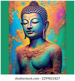 ilustración de imagen vectorial de buddha con colores