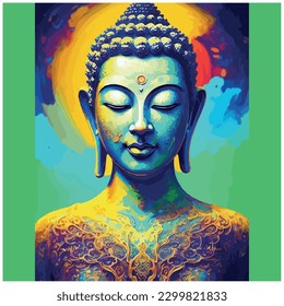 buddha vector image illustration with colors