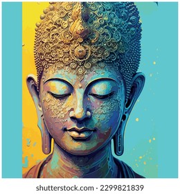 ilustración de imagen vectorial de buddha con colores