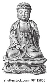 Buddha / vintage illustration from Meyers Konversations-Lexikon 1897