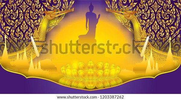 Buddha Wat Thai Royal Suphan Swan pattern background Thai traditional pattern flower ornamental gold wall of Buddhism.