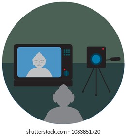 Buddha is watching TV