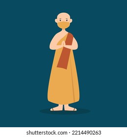 Buddha wearing mask vector illustration. Sadhu wearing mask. Monk wearing surgical mask