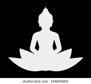 Buddha Is White With Black Background