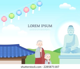 Buddhas GeburtstagsIllustration Template Poster