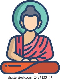 Buddha's Footprint linear color vector illustration