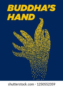 Buddha's hand modern halftone dot poster with bright colors