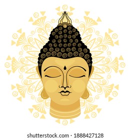 Buddha's head. Vector illustration, isolated.