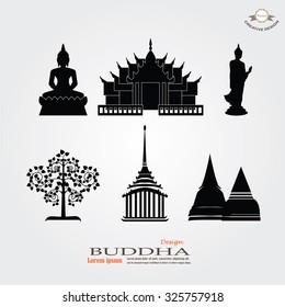 Buddha,temple  and  church  sign. Thai Temple.vector illustration.

