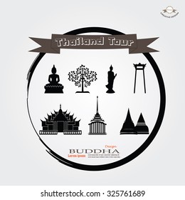 Buddha,temple  and  church  sign. Thai Temple.vector illustration.
