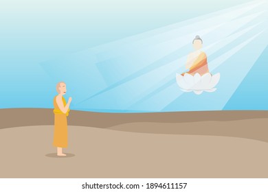 Buddhism 2D flat vector concept for banner, website, illustration, landing page, flyer, etc