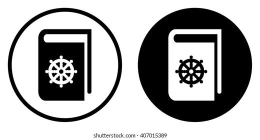 Buddhism book icon . Vector illustration