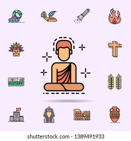 Buddhism, Buddha, prophet icon. Universal set of history for website design and development, app development