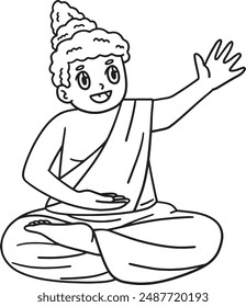 Buddhism Buddha Sitting Isolated Coloring Page