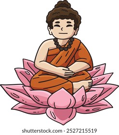 Buddhism Buddha Sitting on Lotus Flower Clipart