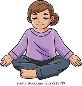 Buddhism Buddhist Girl Meditating Cartoon Clipart