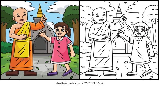 Buddhism Buddhist Monk and Child Illustration