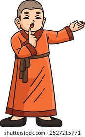 Monje budista haciendo un signo tranquilo Clipart