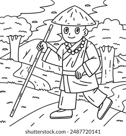 Buddhism Buddhist Pilgrim Coloring Page for Kids