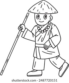 Buddhism Buddhist Pilgrim Isolated Coloring Page 