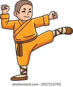 Budismo Budista Shaolin Monk Chutando Clipart