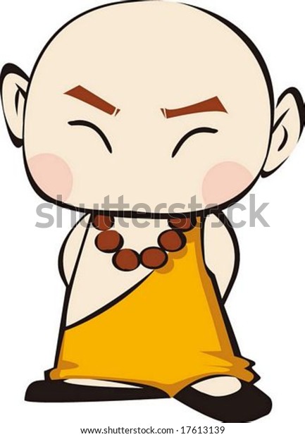Buddhism Cute Character Isolated On White Stock Vector (Royalty Free ...