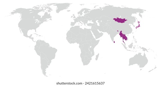 Buddhismus-Verteilungskarte der Welt. Vektorgrafik